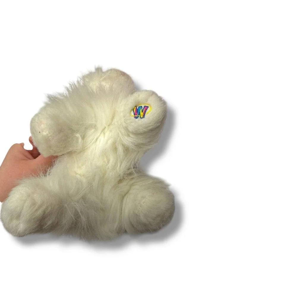 Ganz Webkinz Persian Cat Plush White Shaggy Pink Nose‎ Retired Toy Gift